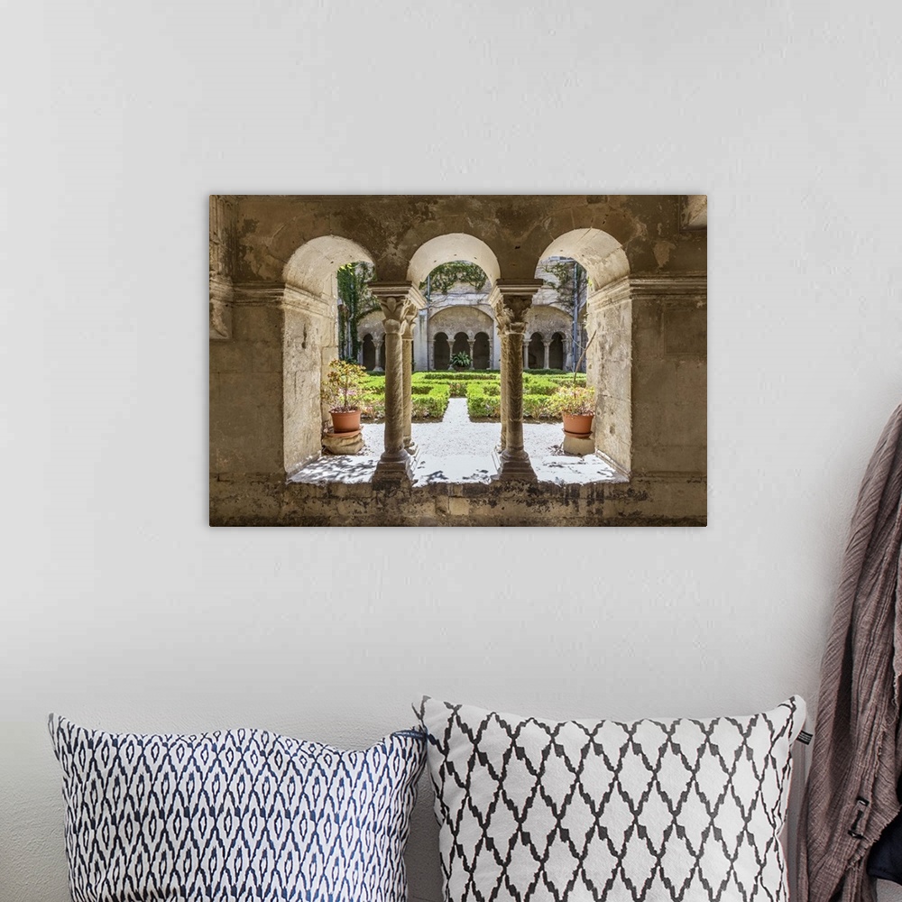 A bohemian room featuring France, Provence Alps Cote d'Azur, Saint Remy de Provence. St. Paul-de-Mausole, cloister