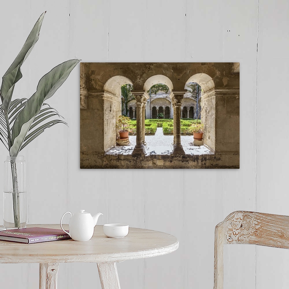 A farmhouse room featuring France, Provence Alps Cote d'Azur, Saint Remy de Provence. St. Paul-de-Mausole, cloister