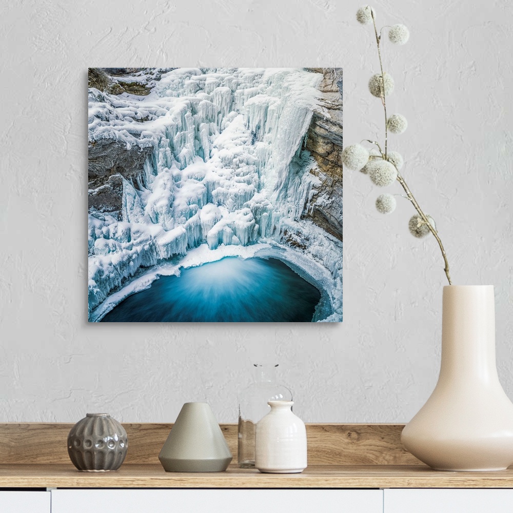 A farmhouse room featuring Frozen Lower Johnston Canyon Falls In Winter, Banff National Park, Alberta, Canada