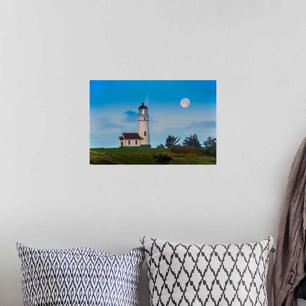 A bohemian room featuring Full Moon Over Cape Blanco Lighthouse, Oregon, USA