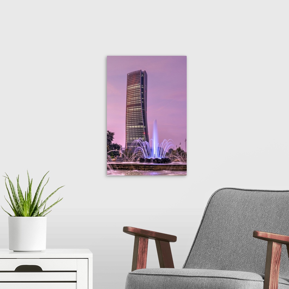 A modern room featuring Generali Tower or Hadid Tower, Milan, Lombardy, Italy
