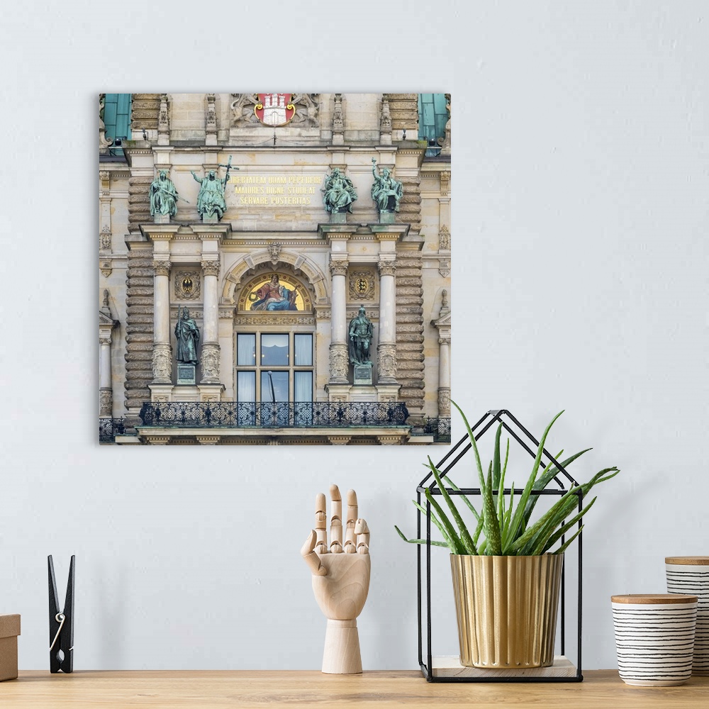 A bohemian room featuring Germany, Hamburg. Neo-renaissance facade of Hamburg Rathaus (City Hall).