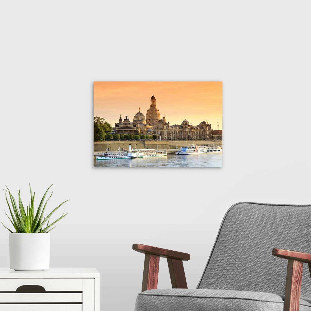 A modern room featuring Germany, Saxony, Dresden, Elbe River and Old town skyline