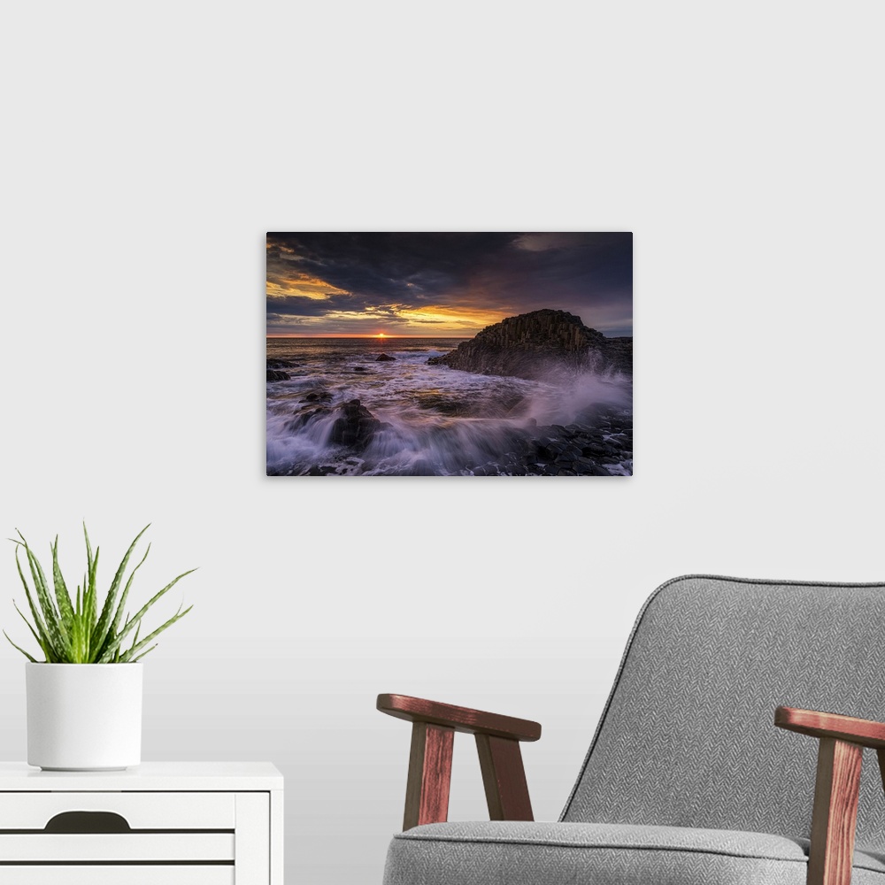 A modern room featuring Giant's Causeway at Sunset, Co. Antrim, Northern Ireland.