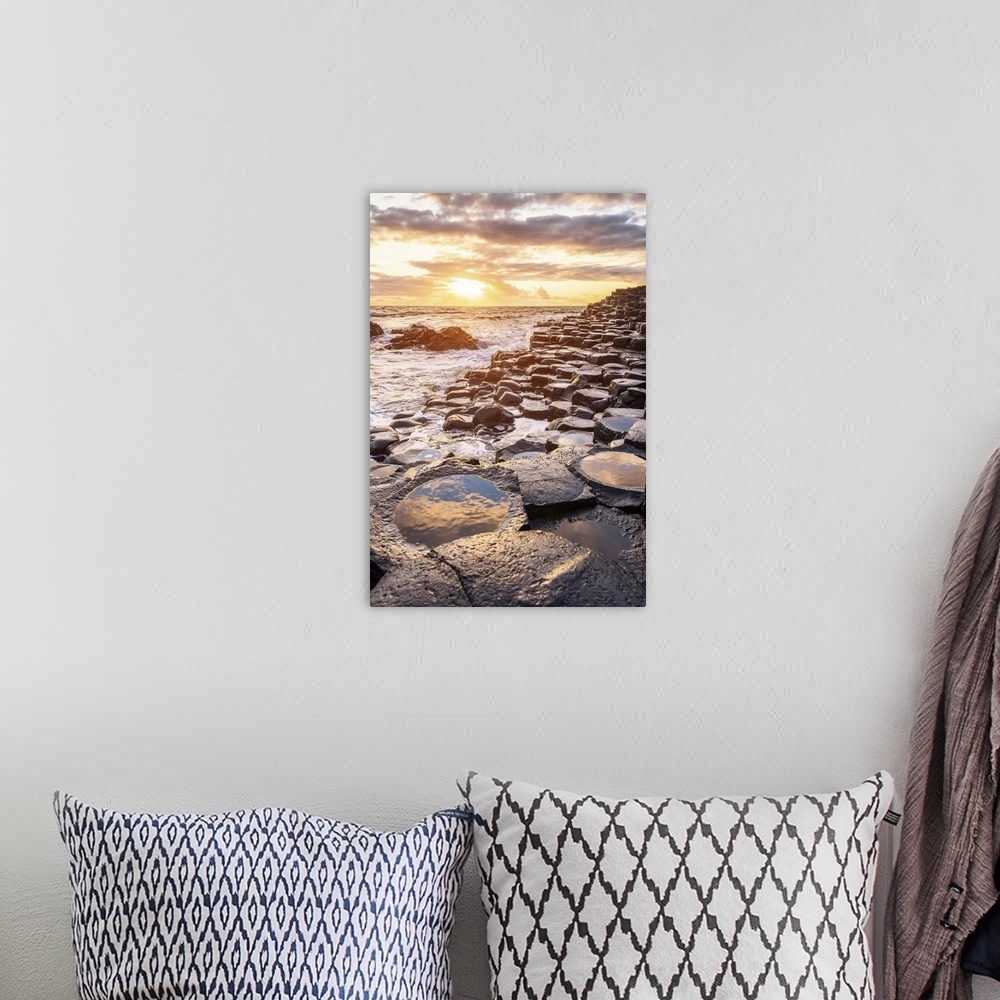 A bohemian room featuring Giant's Causeway, County Antrim, Ulster region, northern Ireland, United Kingdom. Iconic basalt c...