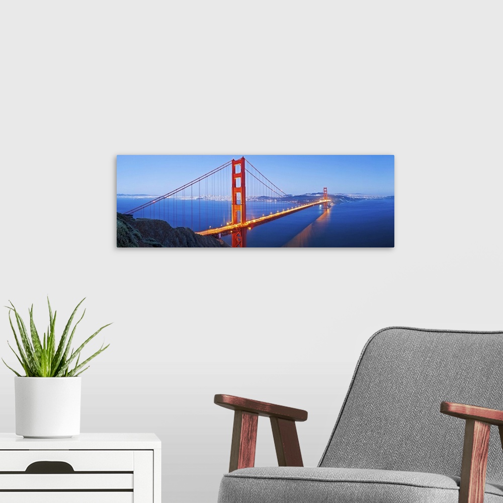 A modern room featuring Golden Gate Bridge, San Francisco, California, USA, North America