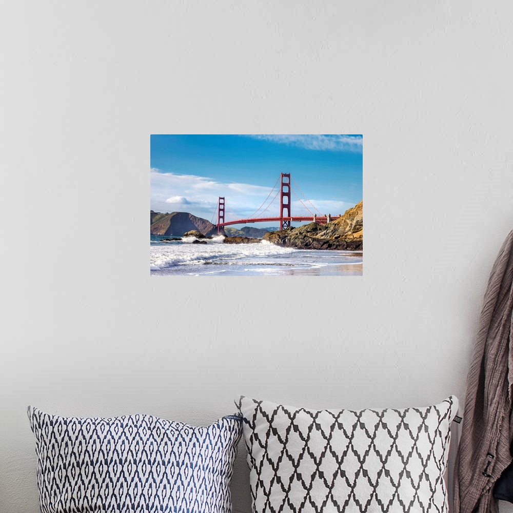 A bohemian room featuring Golden Gate bridge, San Francisco, California, USA