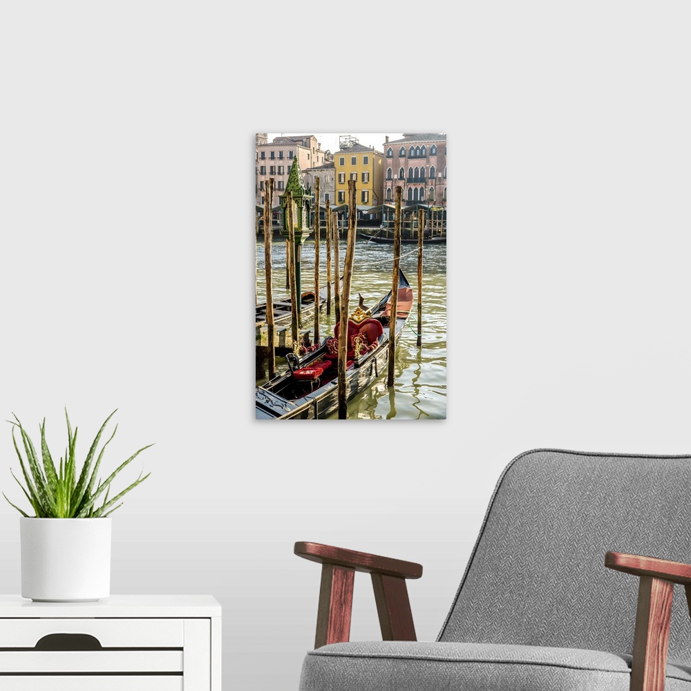 A modern room featuring Gondola on a canal in Venice, Italy.