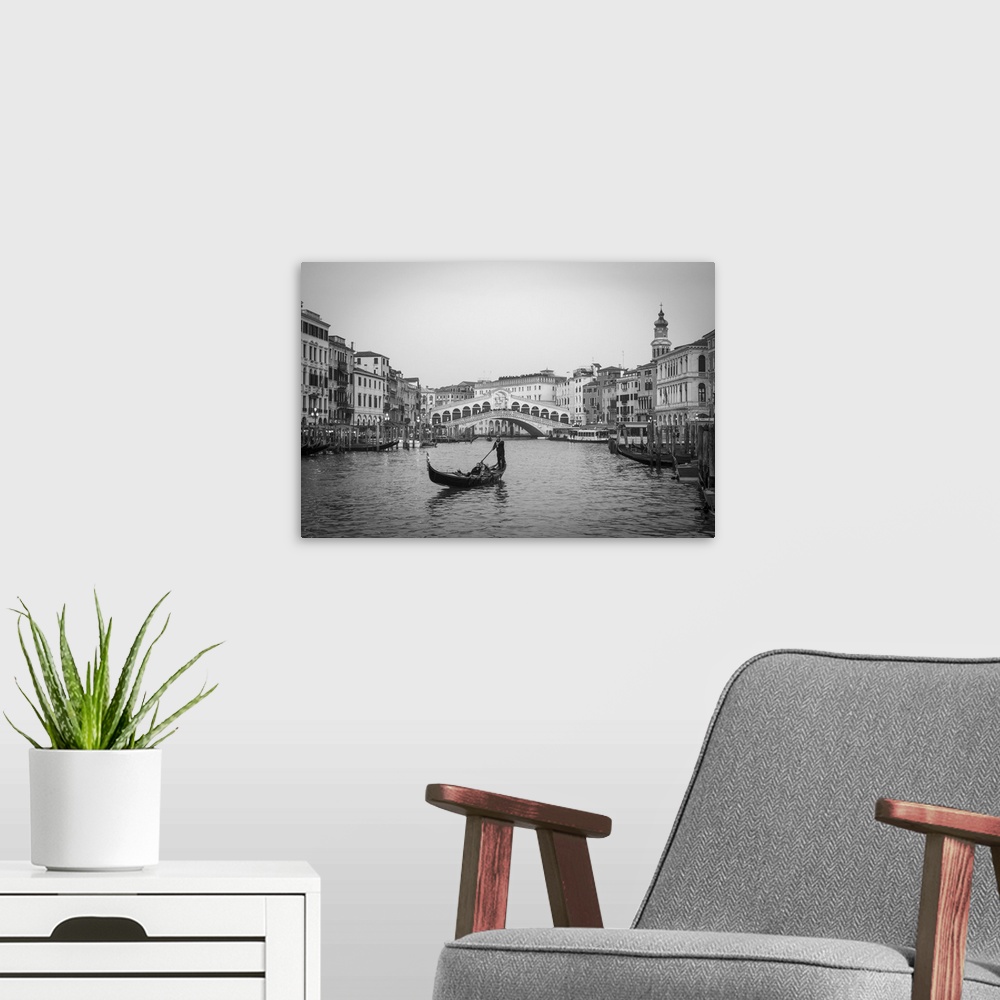 A modern room featuring Gondola & Rialto Bridge, Grand Canal, Venice, Veneto, Italy