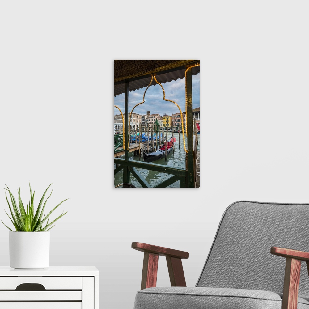 A modern room featuring Gondolas on the Grand Canal, Venice, Italy.