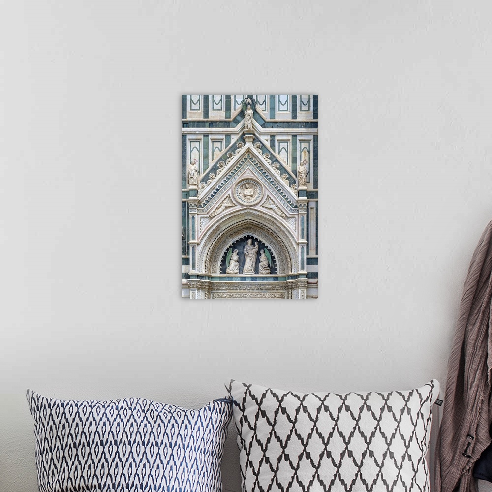 A bohemian room featuring Gothic Revival faAsade (detail) of Florence Cathedral (Duomo di Firenze). UNESCO World Heritage S...