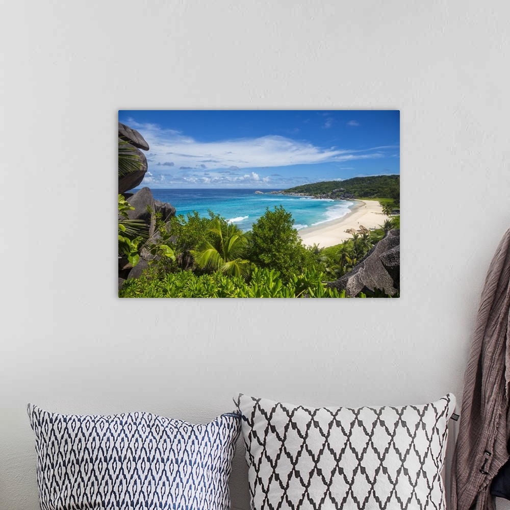 A bohemian room featuring Grand Anse beach, La Digue, Seychelles.