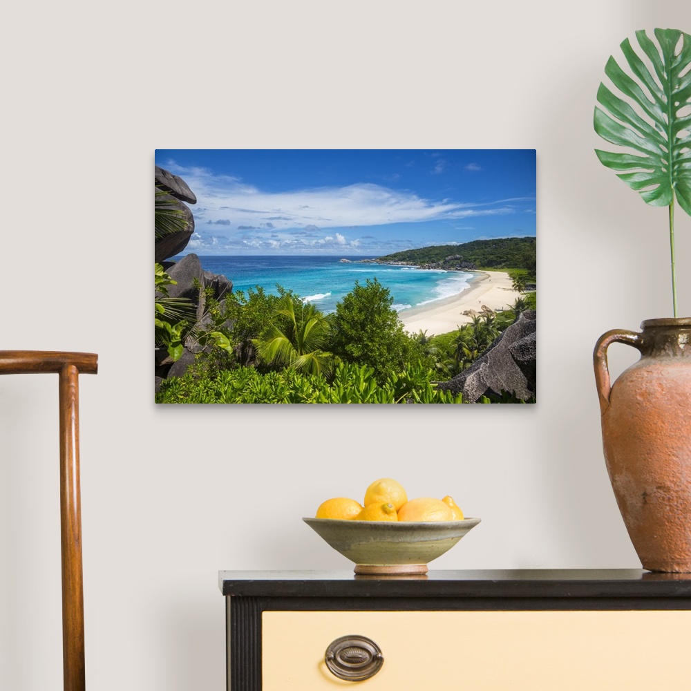 A traditional room featuring Grand Anse beach, La Digue, Seychelles.