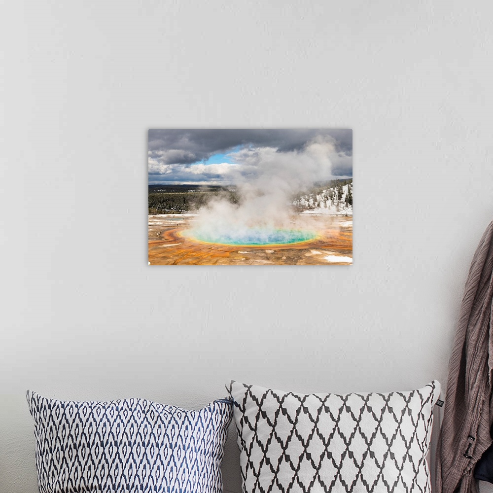 A bohemian room featuring Grand Prismatic Spring, Midway Geyser Basin, Yellowstone National Park, Wyoming, USA.