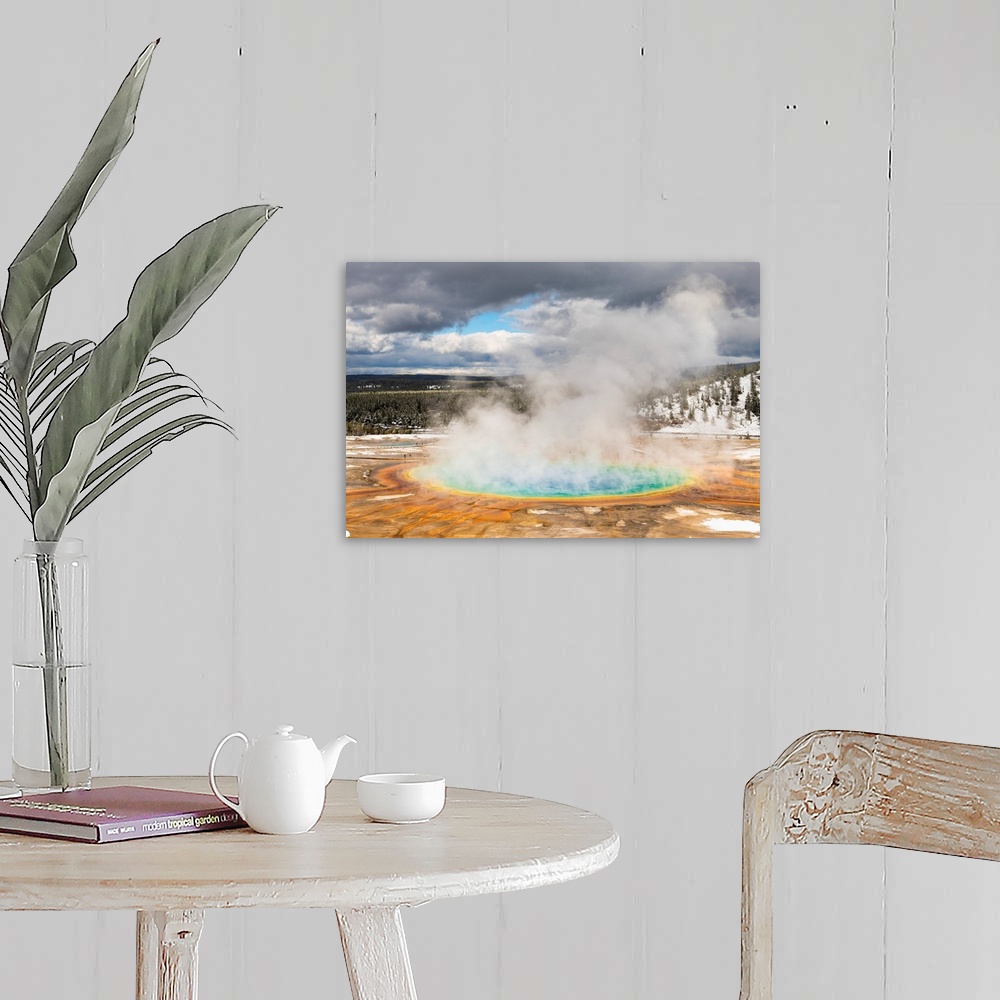 A farmhouse room featuring Grand Prismatic Spring, Midway Geyser Basin, Yellowstone National Park, Wyoming, USA.