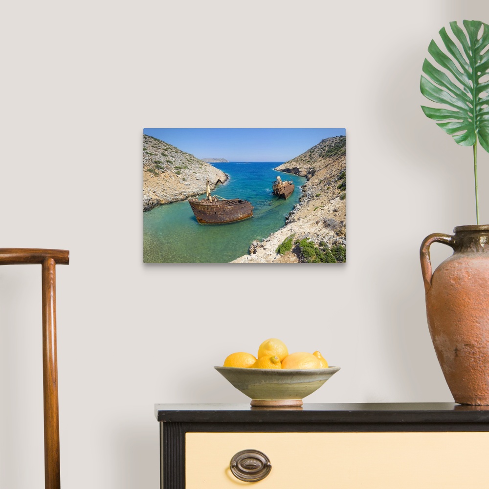 A traditional room featuring Greece, Cyclades Islands, Amorgos, Navagio Beach.