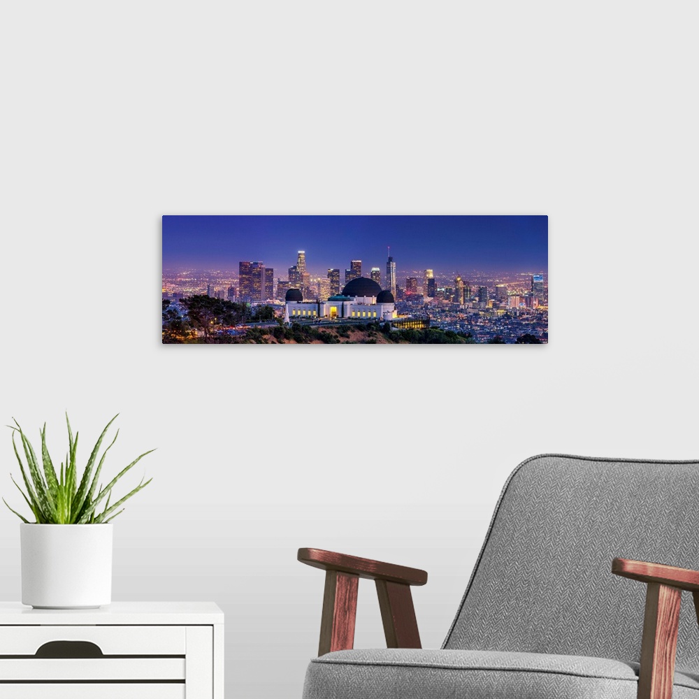 A modern room featuring Griffith Observatory And Los Angeles Skyline At Night, California, USA