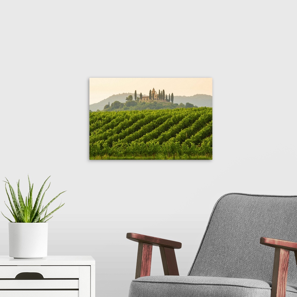 A modern room featuring Gussago, Franciacorta, Lombardy, Italy. Vineyards.