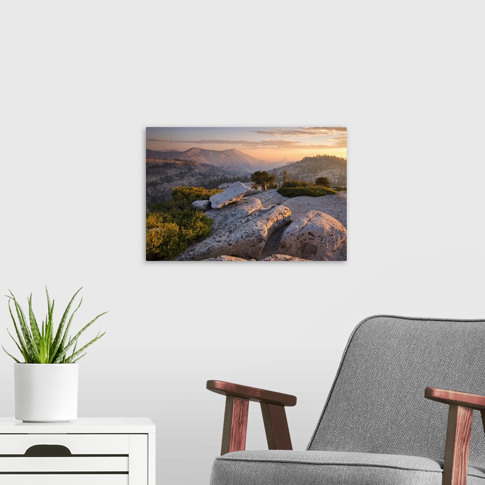 A modern room featuring View towards Half Dome at sunset, from Olmsted Point, Yosemite National Park, California, USA. Au...