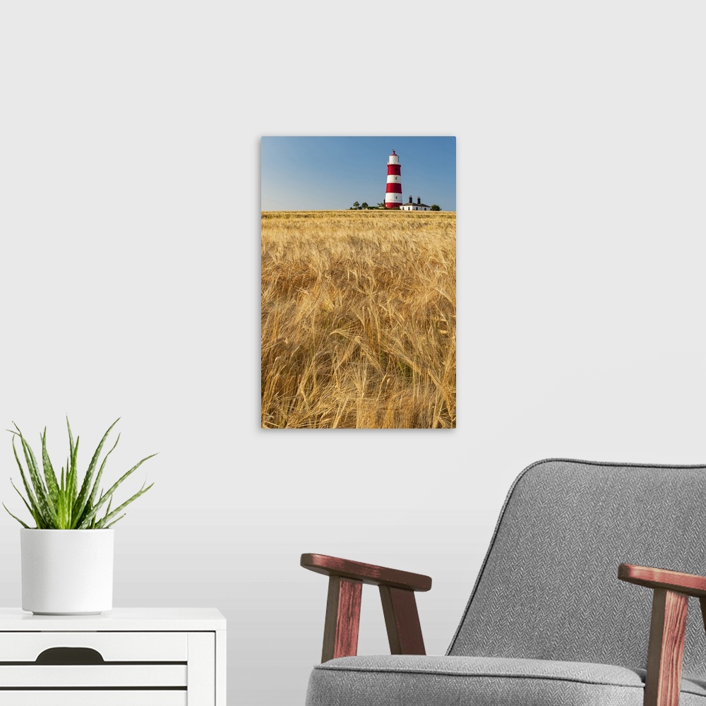 A modern room featuring Happisburgh Lighthouse & Field of Wheat, Norfolk, England