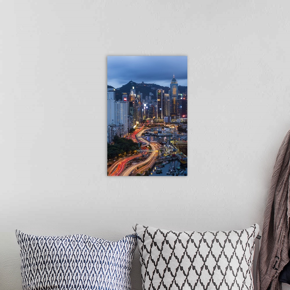 A bohemian room featuring Elevated view, Harbour and Central district of Hong Kong Island and Victoria Peak, Hong Kong, China