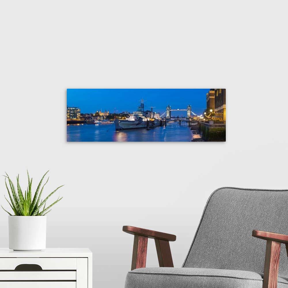 A modern room featuring HMS Belfast And Tower Of London, London, England, UK