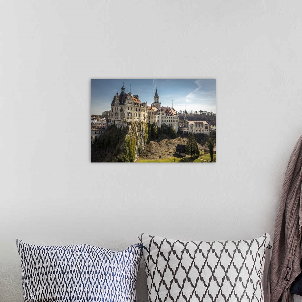 A bohemian room featuring Hohenzollern Castle in Sigmaringen on the Danube, Baden-Wurttemberg, Germany.