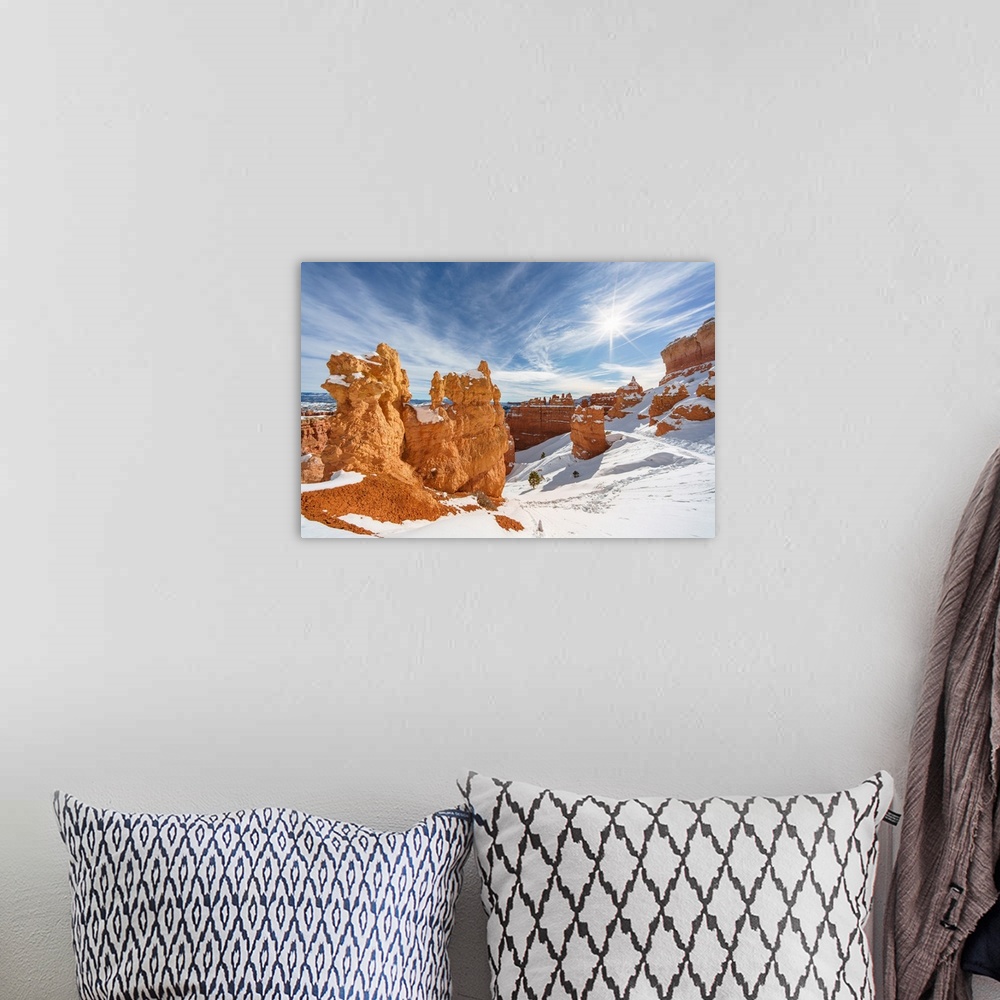 A bohemian room featuring Hoodoos at Bryce Canyon in Winter Season, Utah, USA