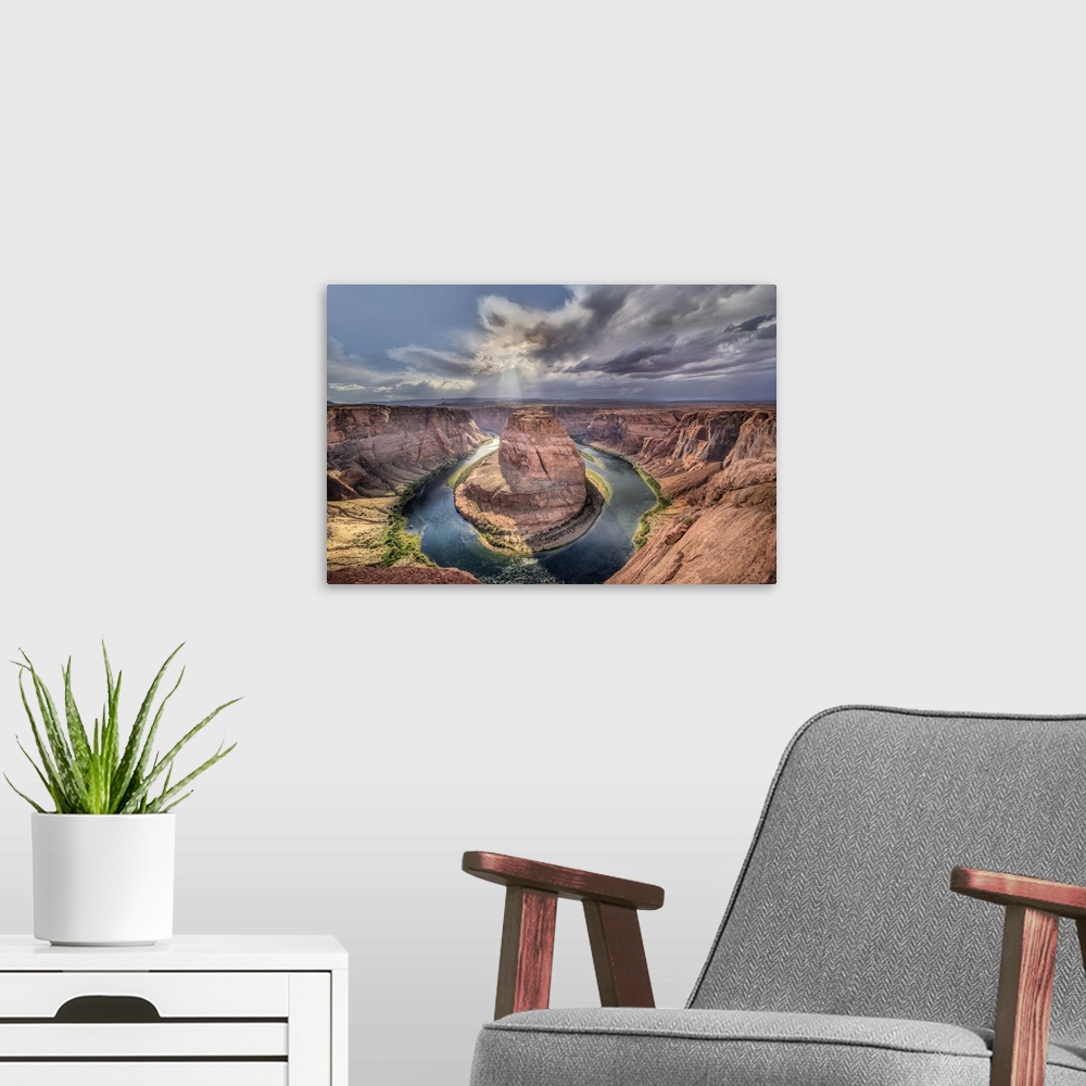 A modern room featuring Horseshoe Bend and the Colorado River, Glen Canyon National Rec. Area, Arizona, USA.