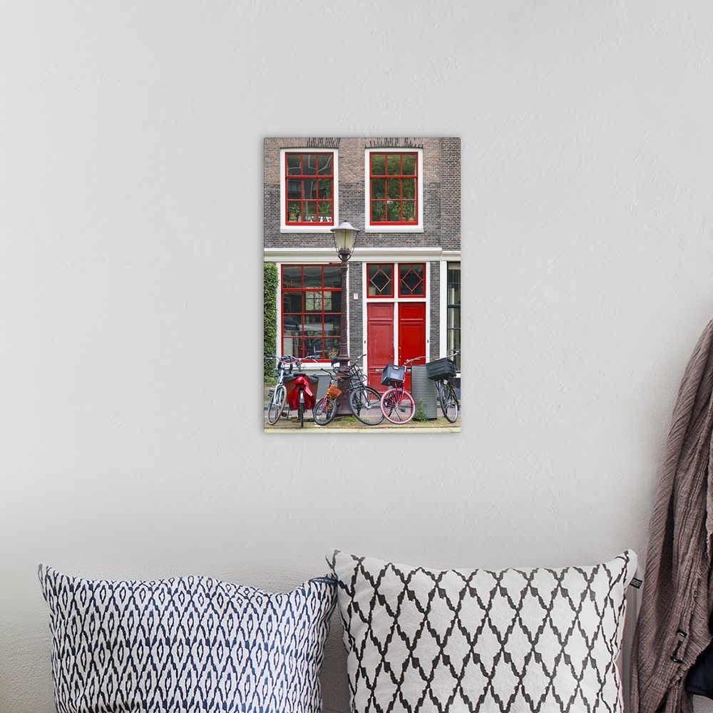 A bohemian room featuring House and bicycles on Bloemgracht canal, Amsterdam, Netherlands