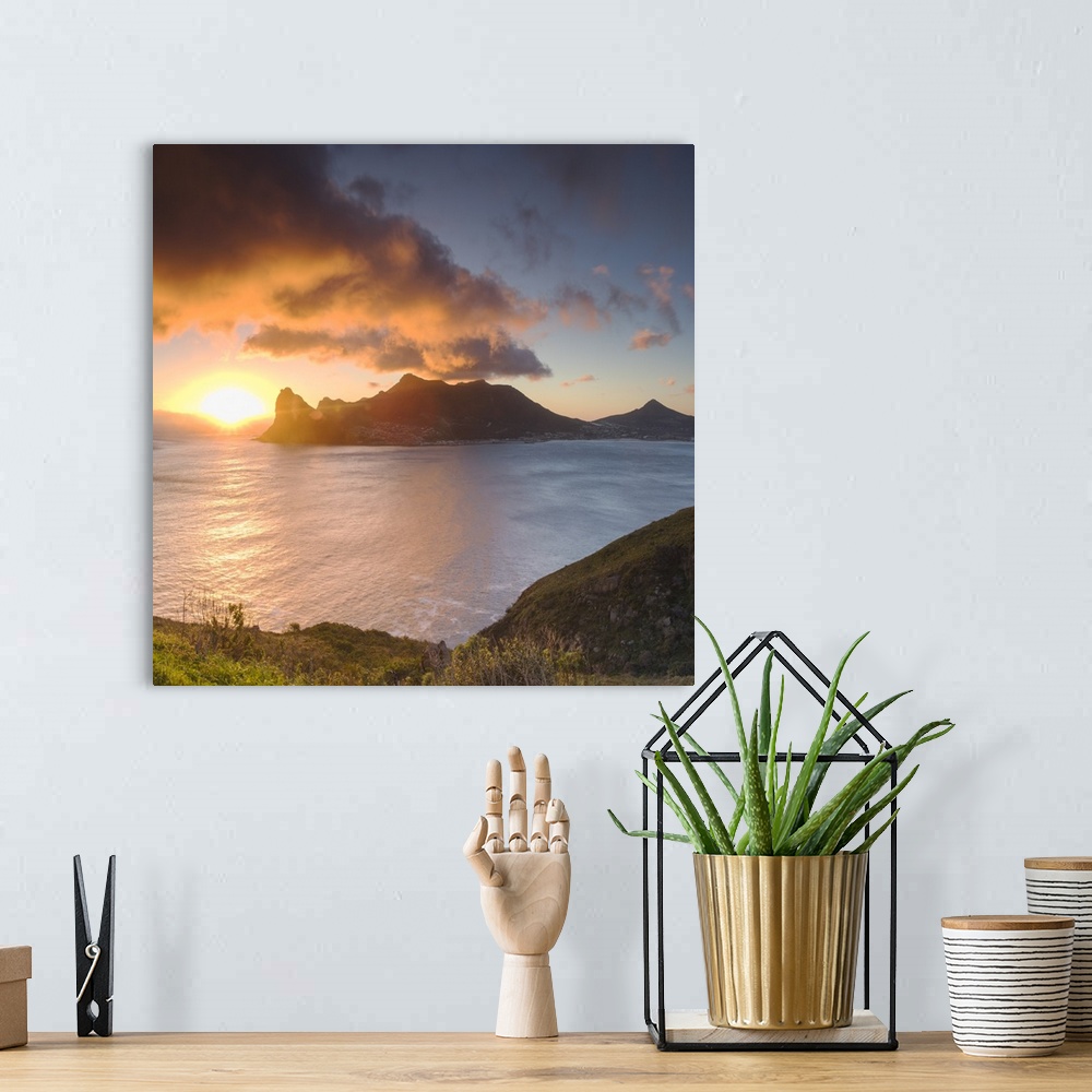 A bohemian room featuring Hout Bay at sunset, Cape Town, Western Cape, South Africa