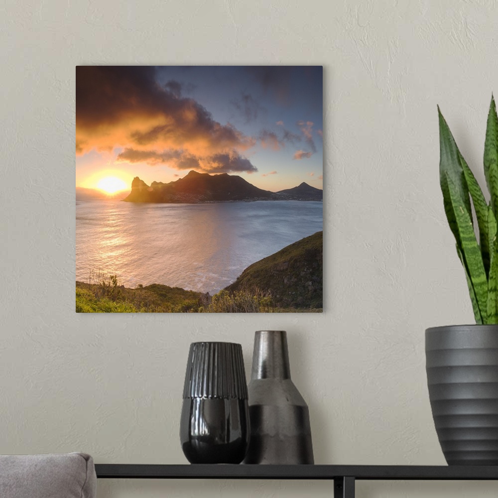 A modern room featuring Hout Bay at sunset, Cape Town, Western Cape, South Africa