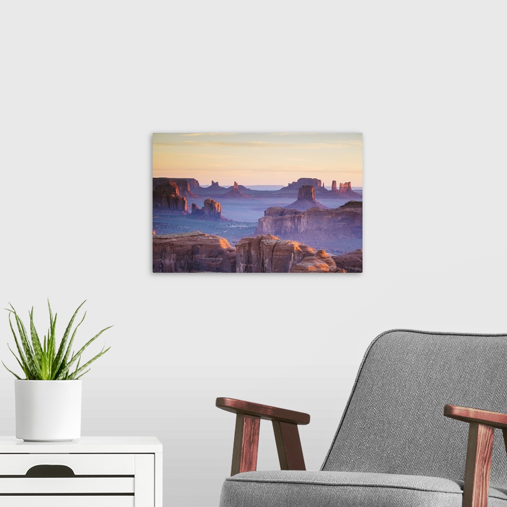 A modern room featuring Hunt's Mesa, Monument Valley, Arizona, USA