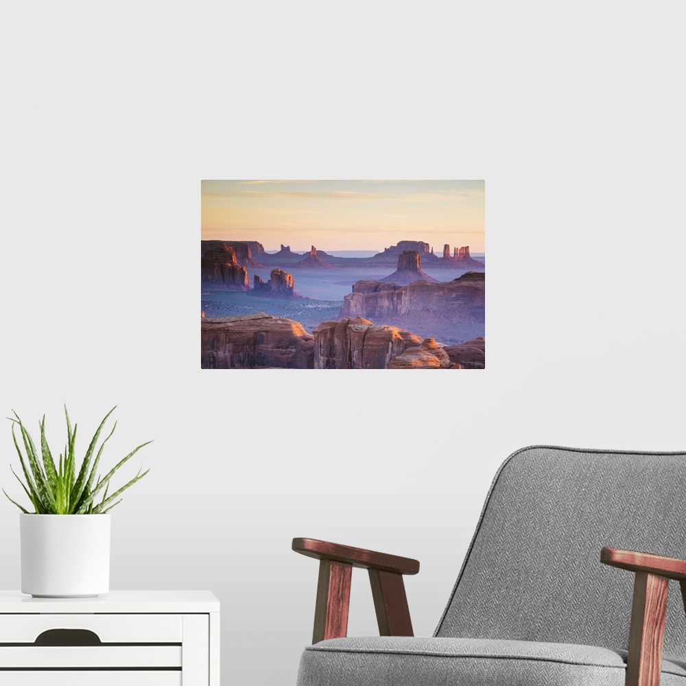 A modern room featuring Hunt's Mesa, Monument Valley, Arizona, USA