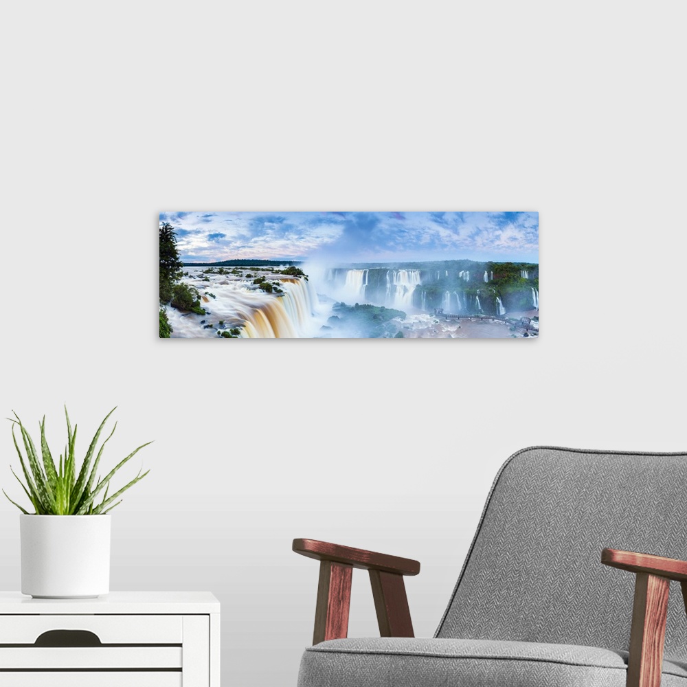 A modern room featuring Iguacu Falls, Parana State, Brazil.