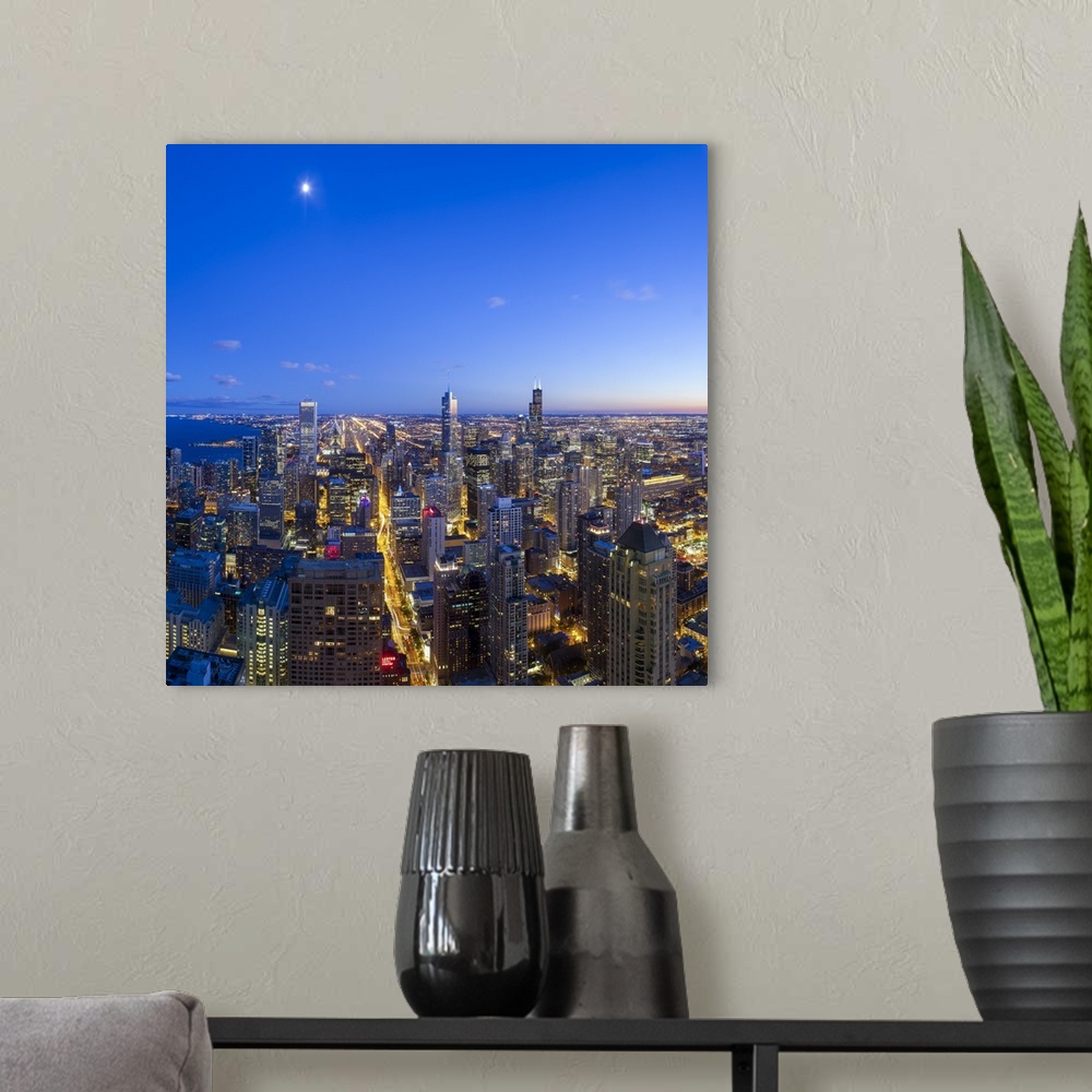 A modern room featuring United States of America, Illinois, Chicago, Downtown City Skyline