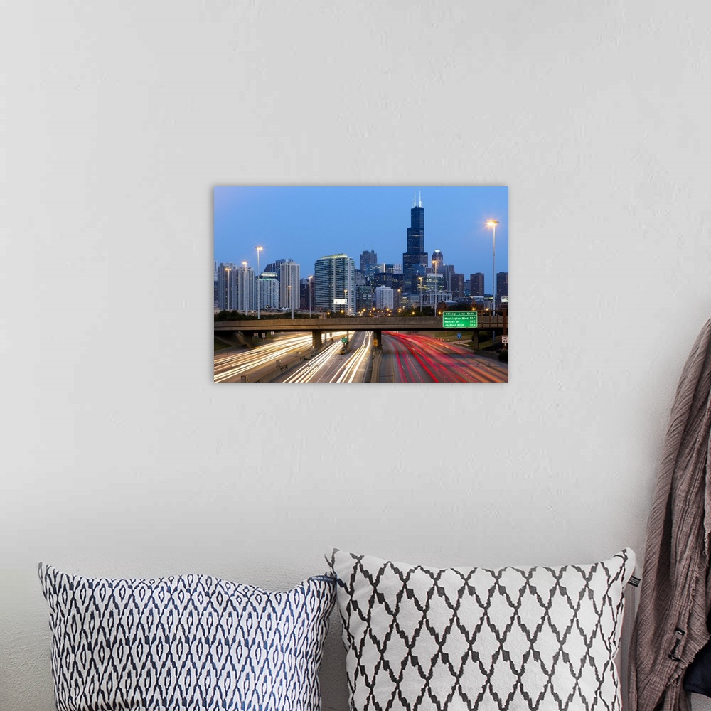 A bohemian room featuring United States of America, Illinois, Chicago, Interstate leading Downtown