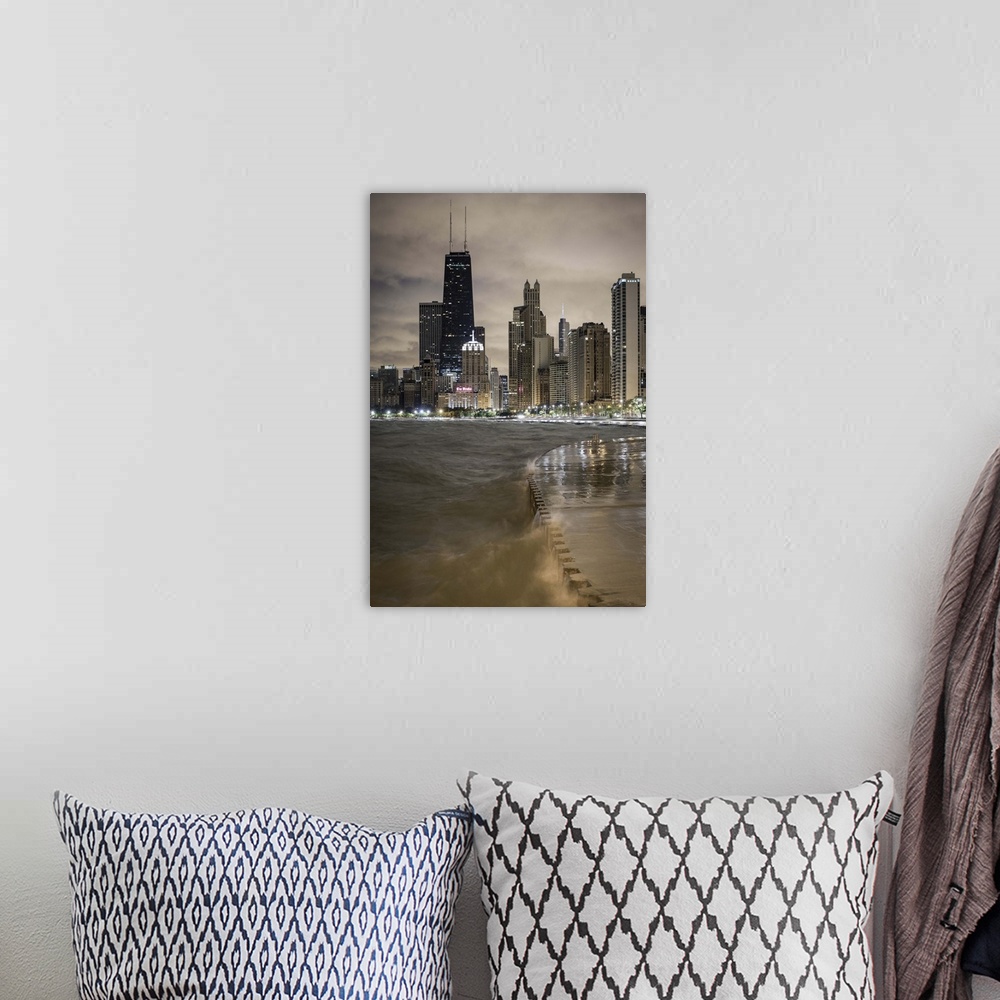 A bohemian room featuring United States of America, Illinois, Chicago, The Hancock Tower and Downtown skyline from Lake Mic...