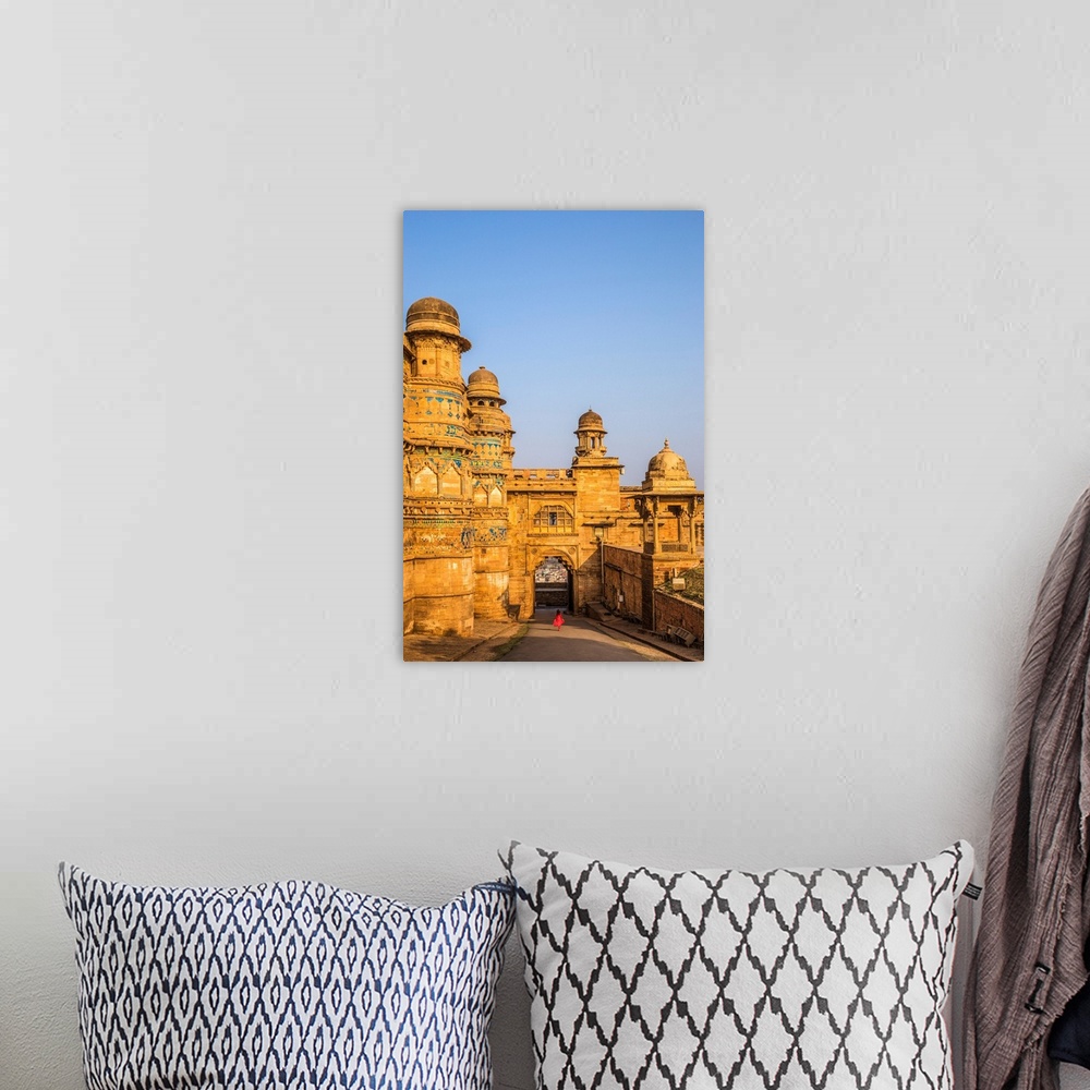 A bohemian room featuring India, Madhya Pradesh, Gwalior, Gwalior Fort, Man Singh Palace, Elephant Gate (Hathiya Paur).