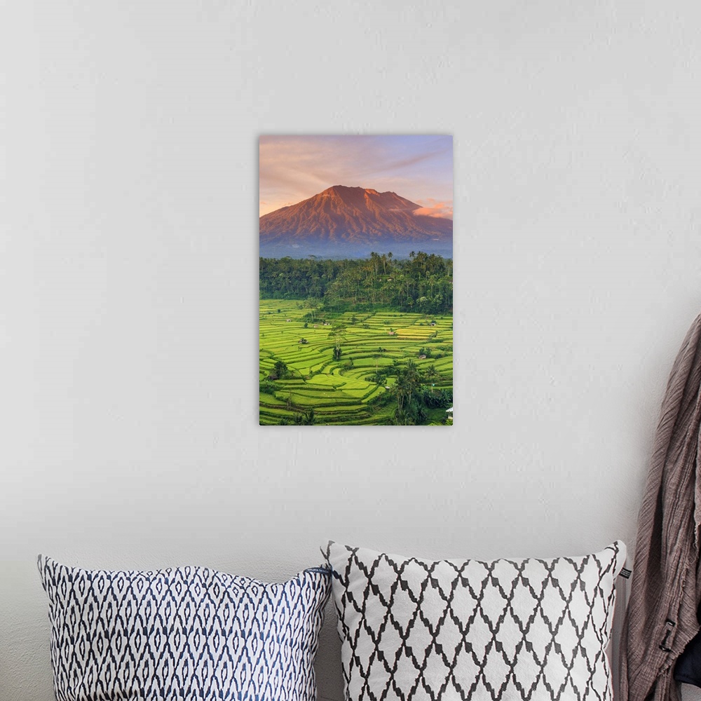 A bohemian room featuring Indonesia, Bali, Redang, View of Rice Terraces and Gunung Agung Volcano