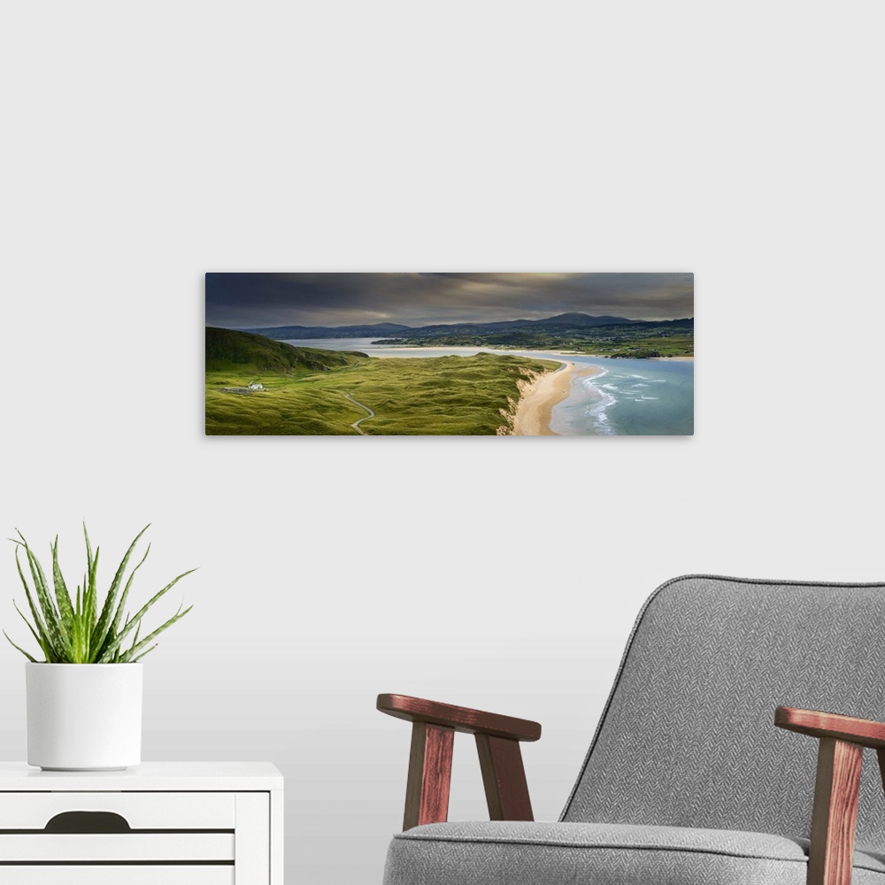 A modern room featuring Ireland, Co. Donegal, Inishowen, Malin head, lagg, Five fingers strand and St. Mary's church.