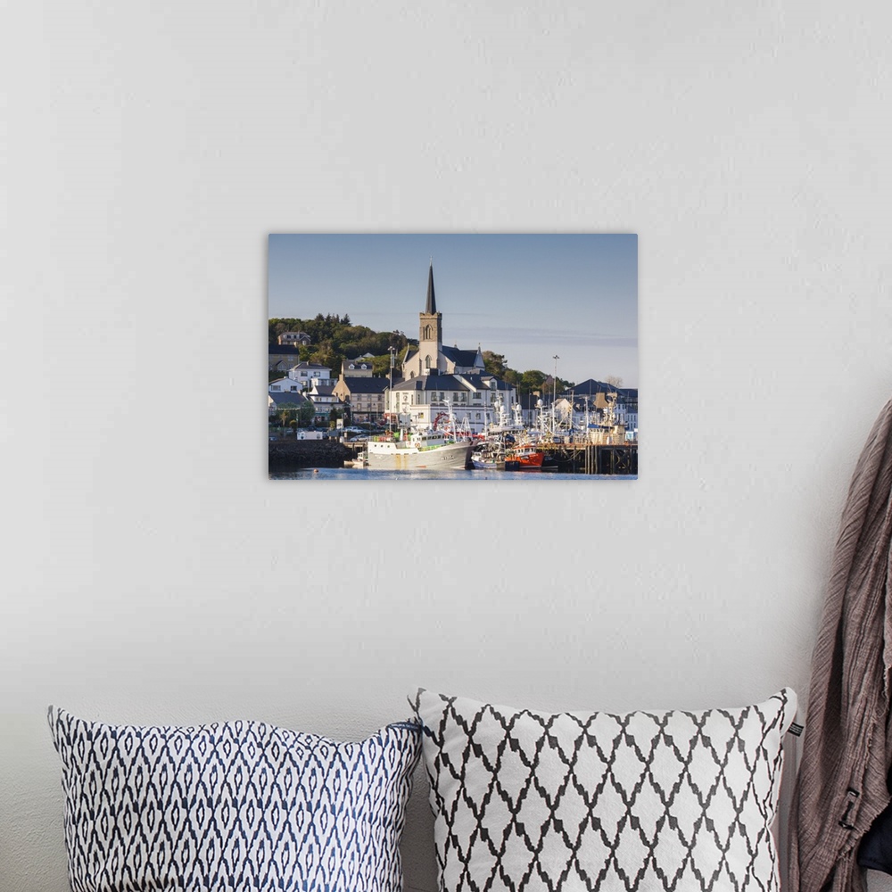 A bohemian room featuring Ireland, County Donegal, Killybegs, Ireland's largest fishing port, town view.