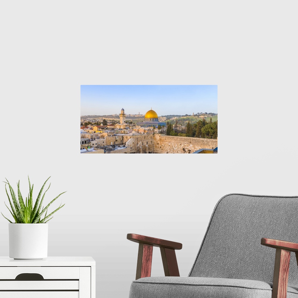 A modern room featuring Israel, Jerusalem, Old City, Temple Mount, Dome of the Rock and The Western Wall - know as the Wa...
