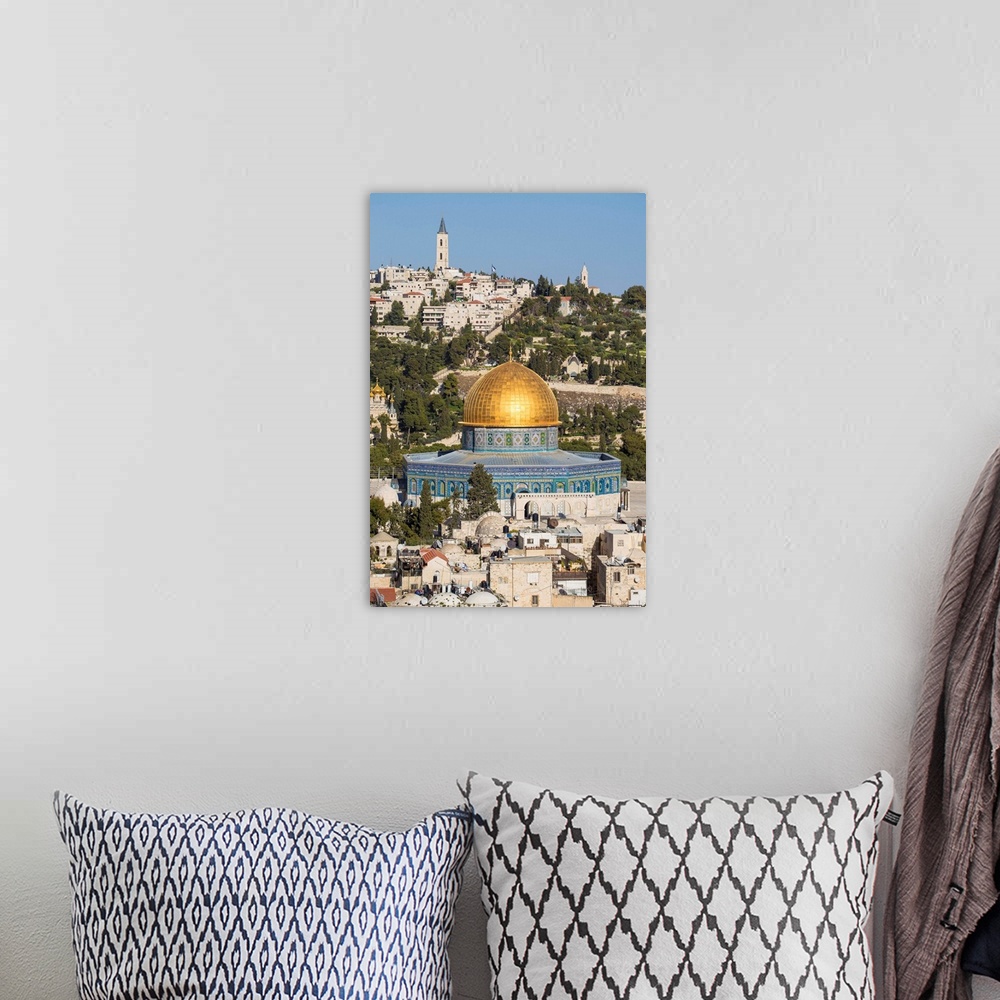 A bohemian room featuring Israel, Jerusalem, View of the Old City, Dome of the Rock on Temple Mount, and the Mount of Olives.