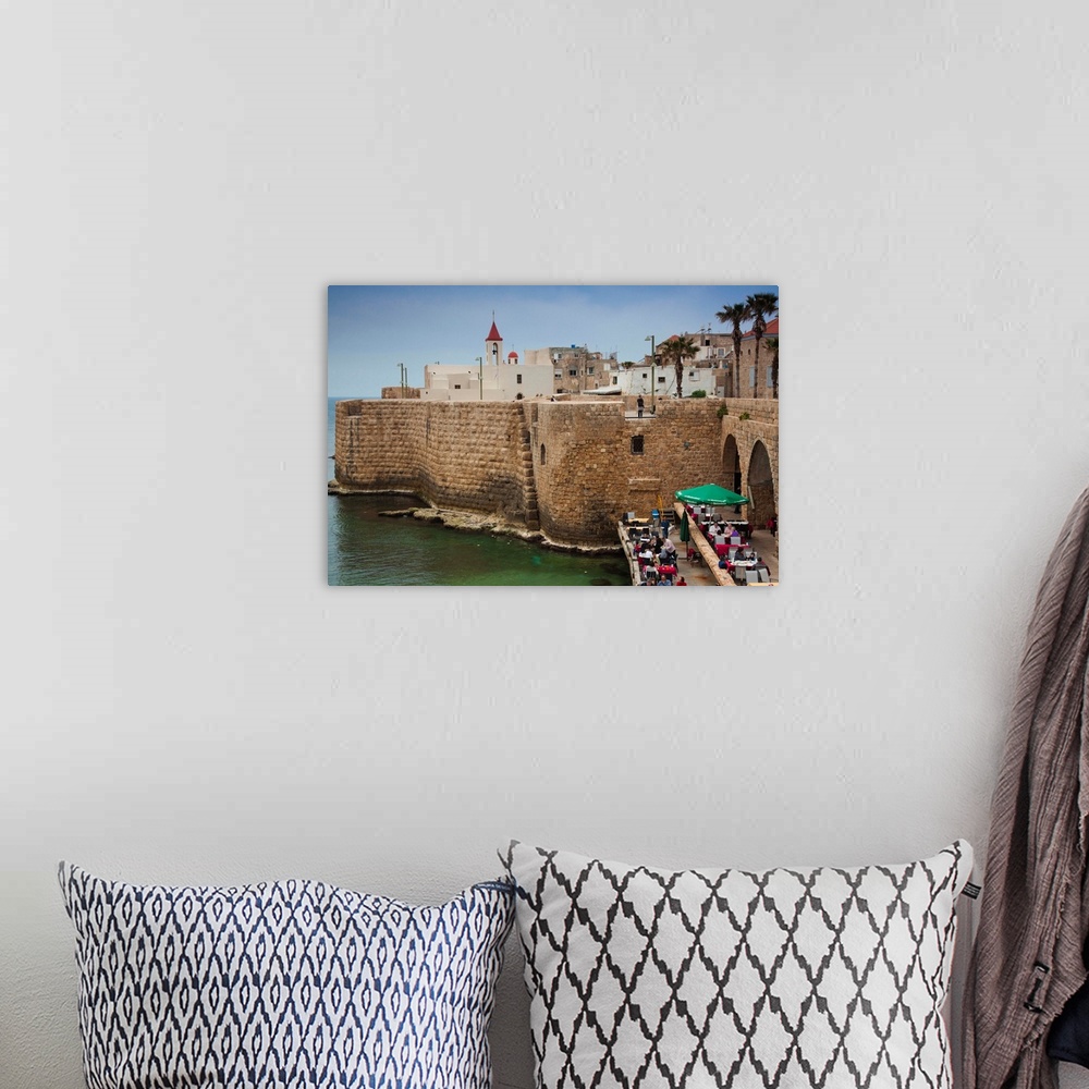 A bohemian room featuring Israel, North Coast, Akko-Acre, ancient city, waterfront cafe in city walls, NR