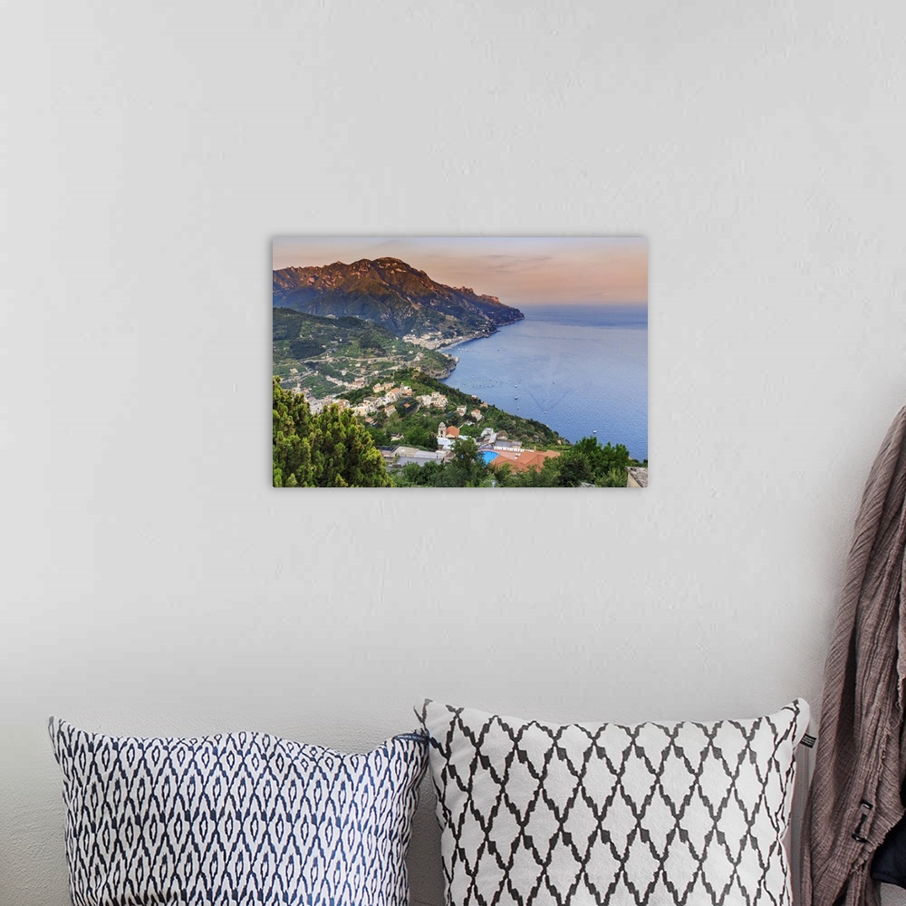 A bohemian room featuring Italy, Campagnia, Amalfi Coast, Ravello. The Coastline from the town of Ravello.