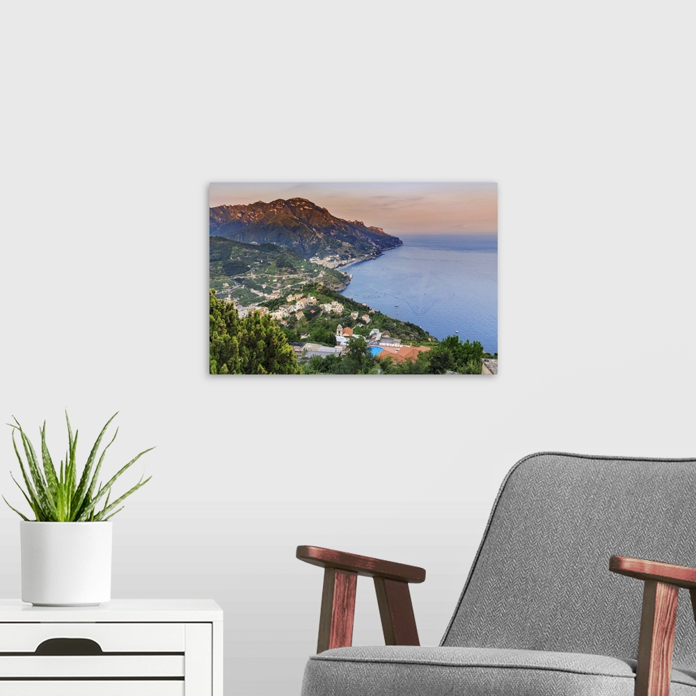 A modern room featuring Italy, Campagnia, Amalfi Coast, Ravello. The Coastline from the town of Ravello.
