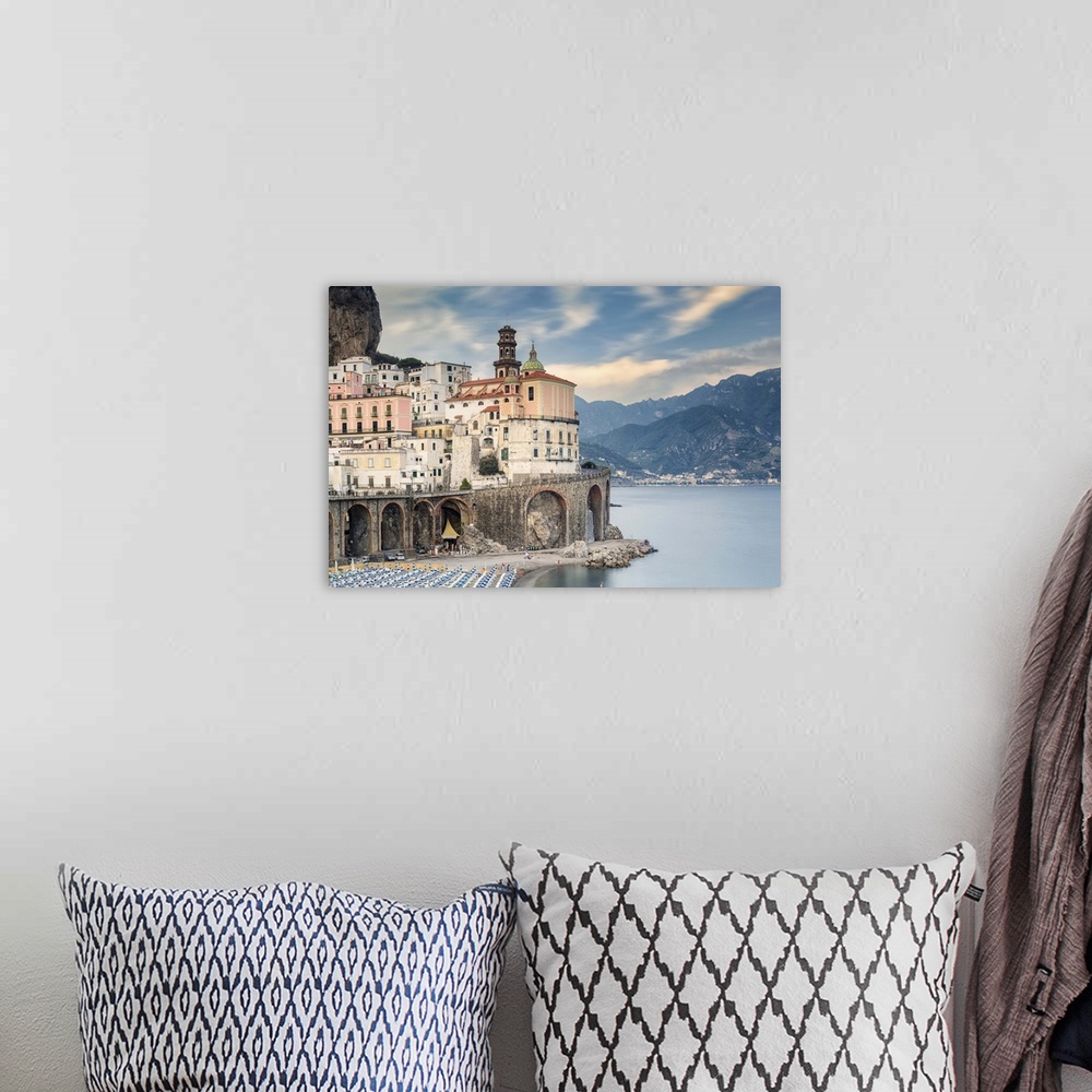 A bohemian room featuring Italy, Campania, Amalfi Coast, Salerno district. Peninsula of Sorrento. Atrani.