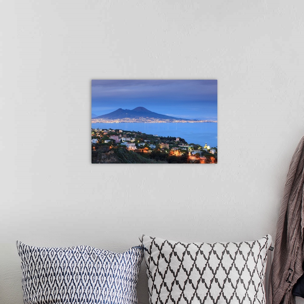 A bohemian room featuring Italy, Naples, view of Naples, Posillipo town and Mt. Vesuvius