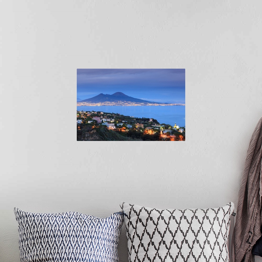 A bohemian room featuring Italy, Naples, view of Naples, Posillipo town and Mt. Vesuvius